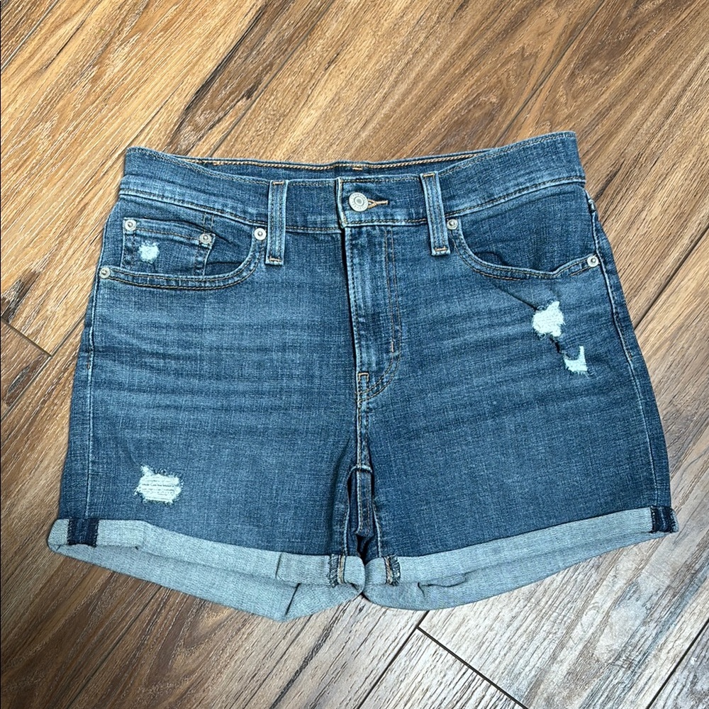 Levi's Blue Jean Shorts Distressed Cuffed